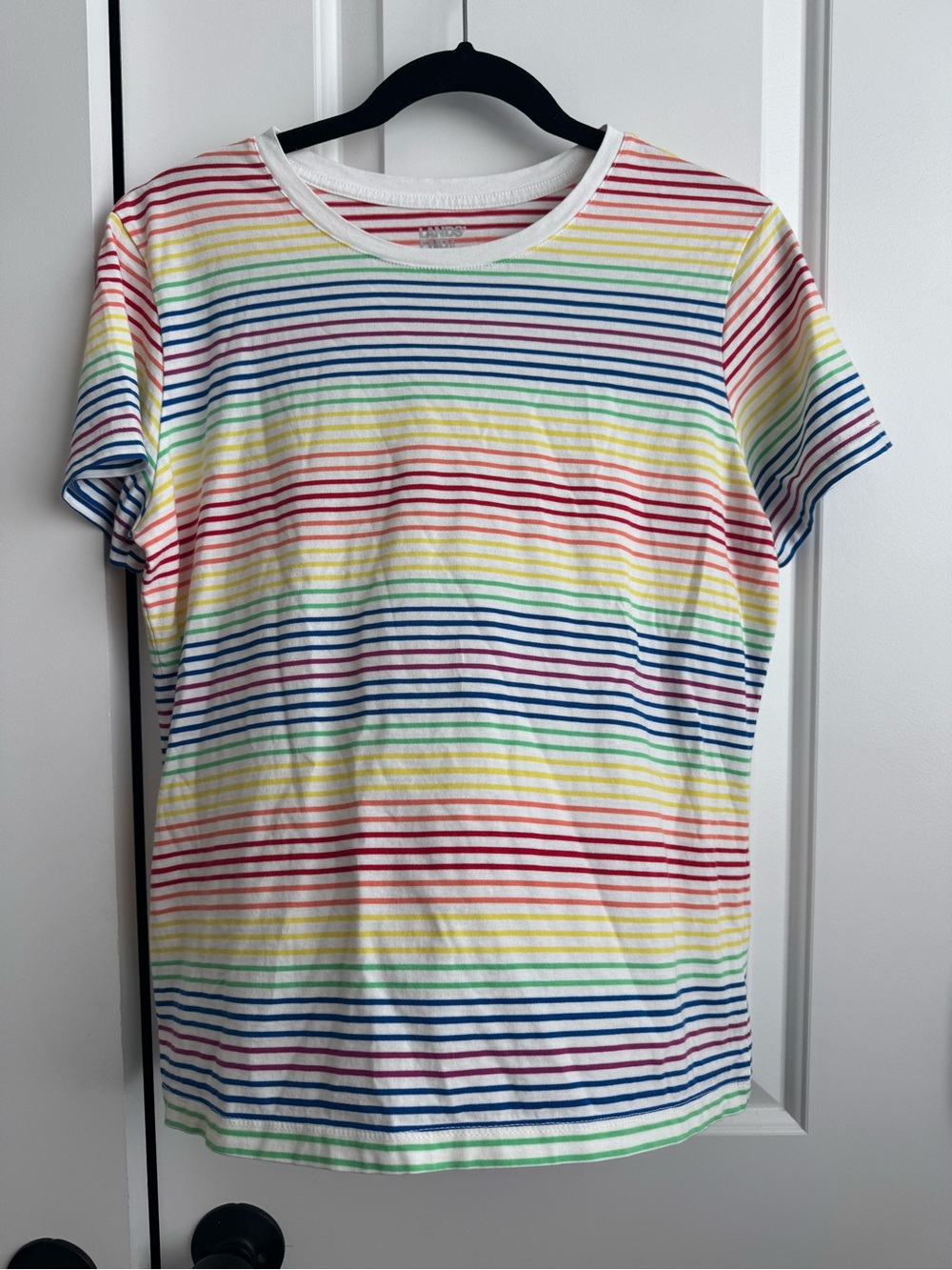 Lands' End Rainbow Striped 100% Cotton Short Sleeve Tee M/P